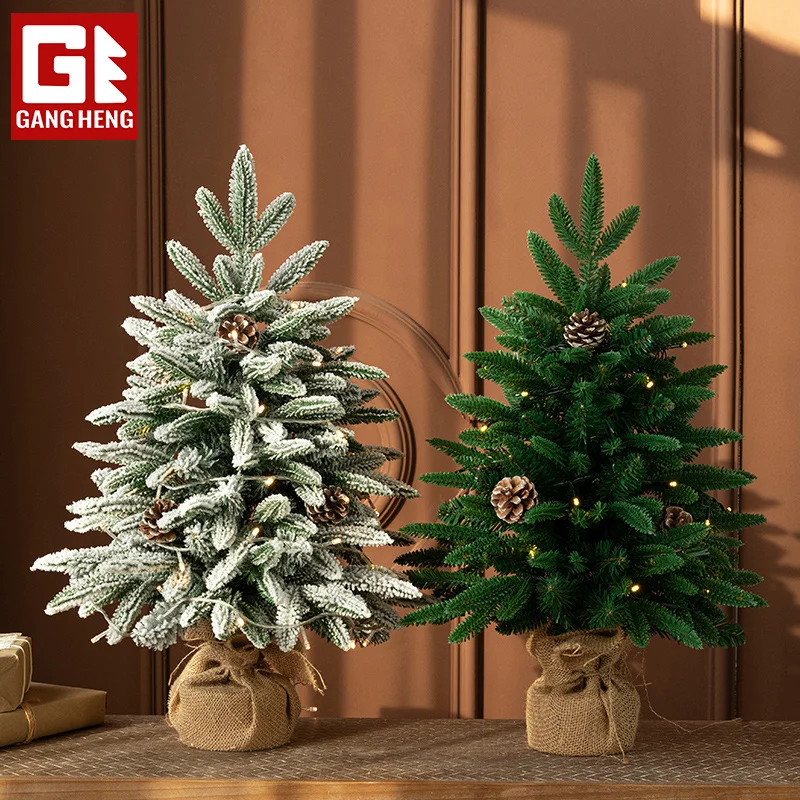 60cm Christmas Tree Christmas Decoration PVC Reusable Mini Snow Building Christmas Tree Crafts Desktop Decoration Gifts