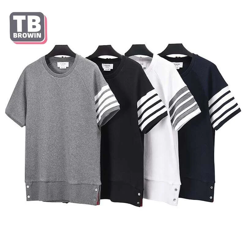 

High quality TB BROWIN men and women T shirt cotton short-sleeved fashion short T-shirt couple models printed printing