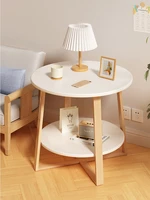 solid wood small coffee round table european style sofa side table living room bedroom bedside simple balcony small table