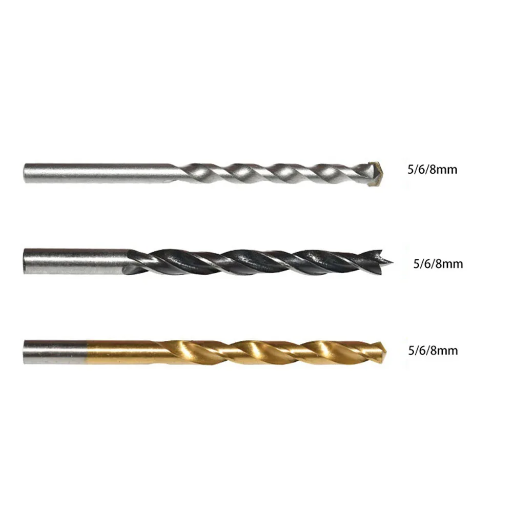 

Tool Drill Bits 5/6/8mm 9pcs Accessories Construction Construction Drill Fittings For Wood Stone Iron Kit Useful