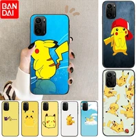 cartoon pikachu cute phone case for xiaomi redmi poco f1 f2 f3 x3 pro m3 9c 10t lite nfc black cover silicone back prett mi 10 u