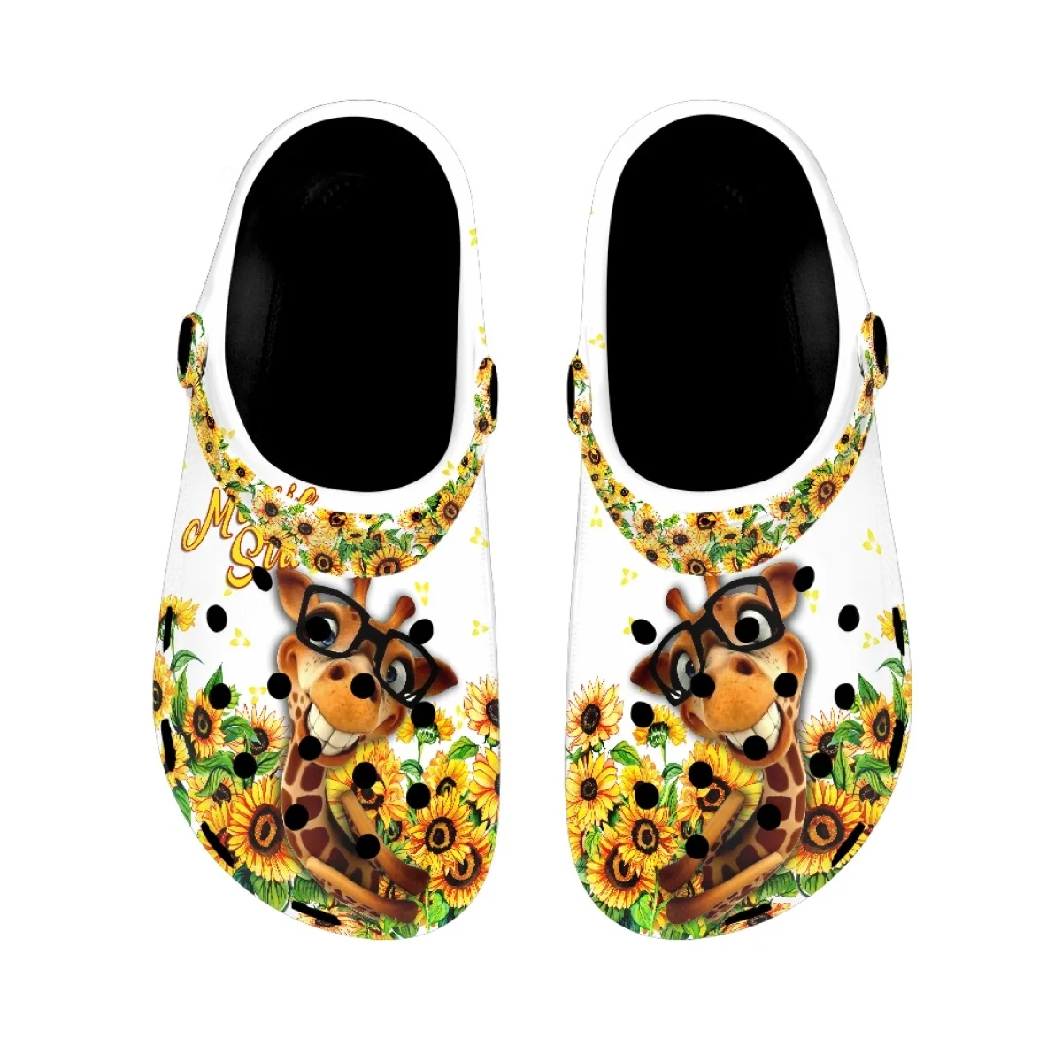 Summer Sandals for Giraffe Lovers Animal with Sunflower Brand Designer Outdoor Breathable Women Home Slippers Beach Slides Girls