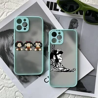 cartoon mafalda phone case luxury silicone shockproof matte phone case for iphone 7 8 plus x xs xr 11 12 13 mini pro max