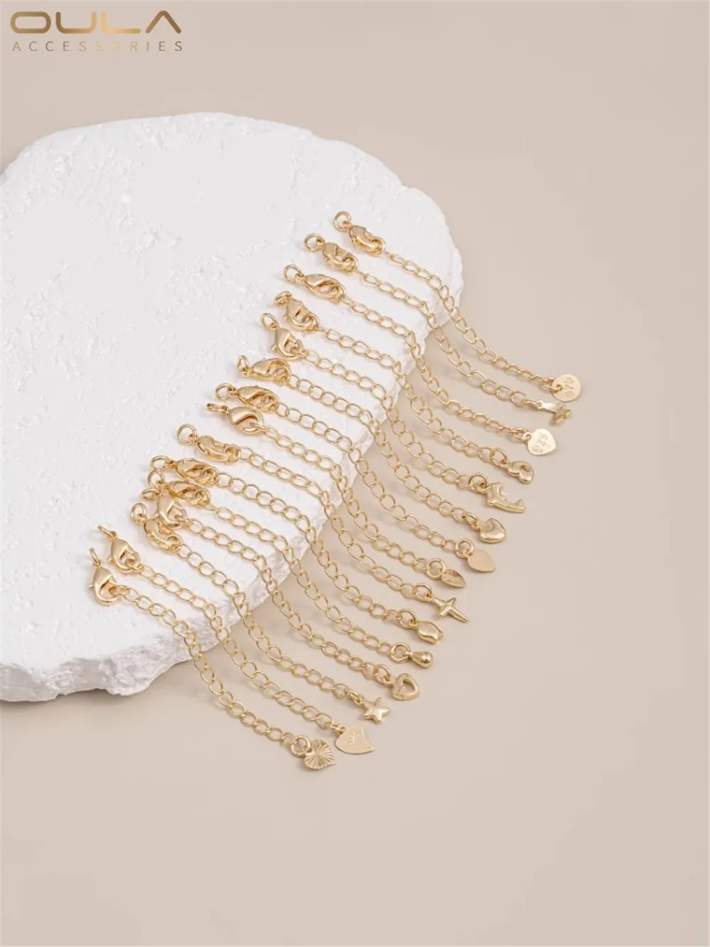 Цепочка-карабин с застежкой-карабином и золотом 14 к