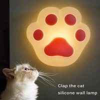 cute lednight light silicone cat claw touch sensor usb charging pat light bedside wall lamp for children baby kids light gift