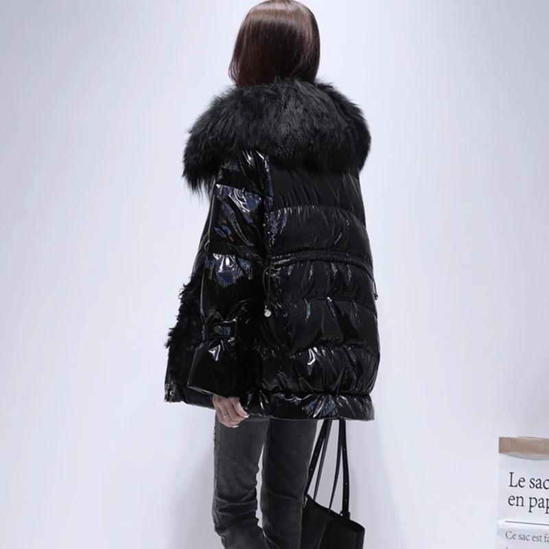 Short Down Jacket Coat Women New Winter Warm Jackets Wool Collar White Duck Down Parka Overcoat Abrigo Mujer fur hooded white