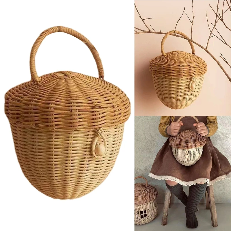 

Handwoven Rattan Storage Basket Mushroom Shape Organizer Nursery Decor Craft