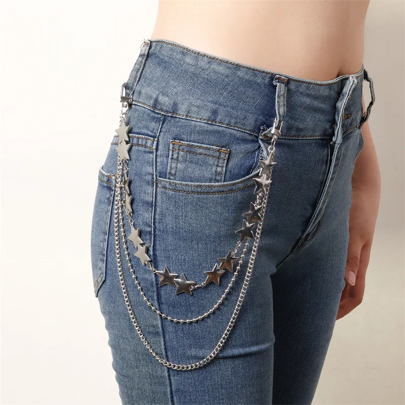 Цепочка для брюк в стиле хип-хоп с пятиконечными звездами