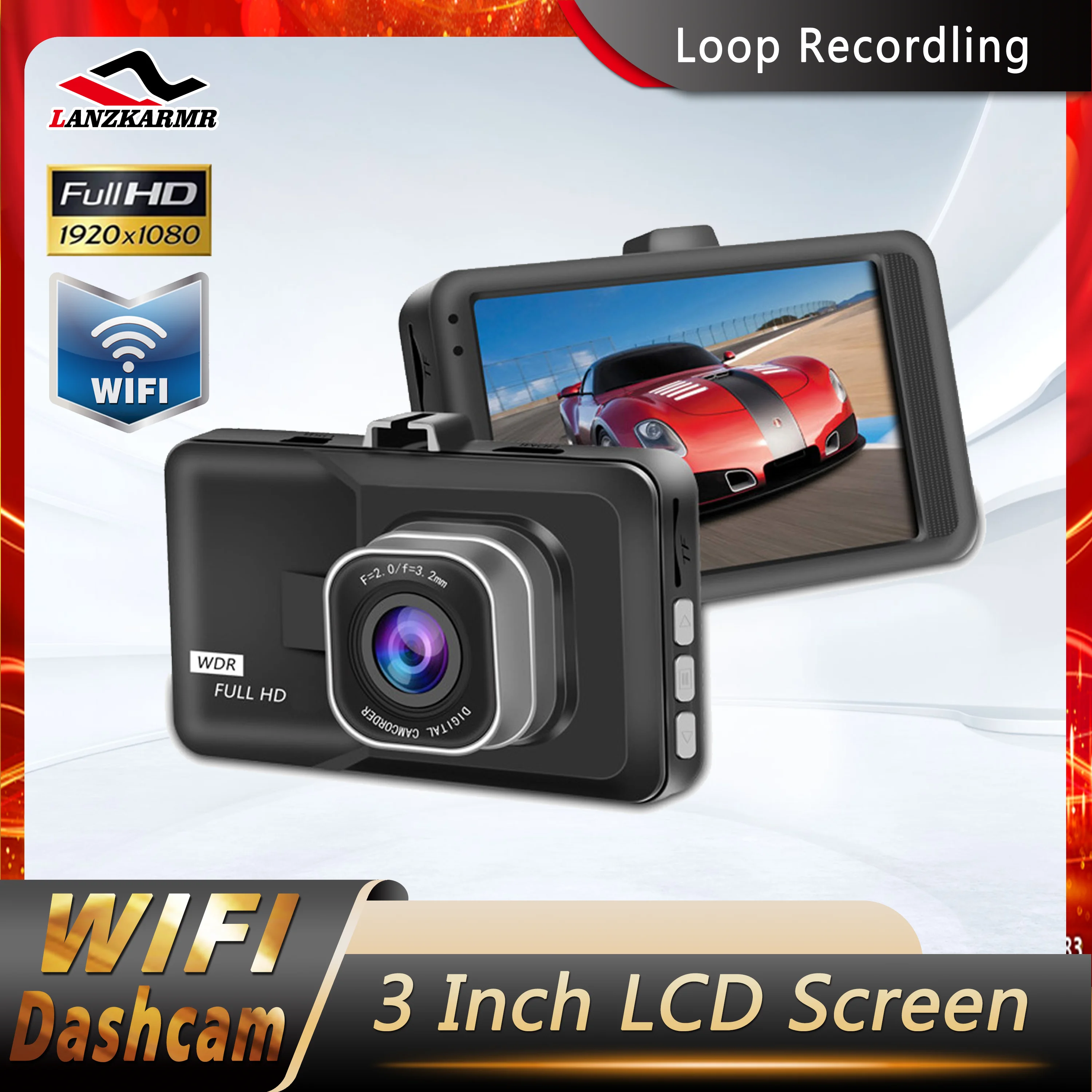 

3 Inch 1080P Full HD 170 Degree Angle Night Vision Cyclic Recording LCD Truck Vehicle Dash Camera Video Car DVR Recorder