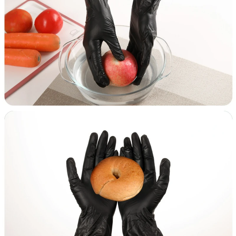 

100pcs Disposable Black Nitrile Gloves For Household Cleaning Work Safety Tools Unisex Latex Free Antistatic Gardening Gloves