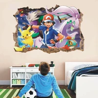 pokemon anime figure ash pikachu goodra 3d wall stickers for kids room decoration bedroom living room kindergarten birthday gift