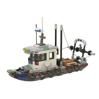 bibilock 276pcs fishing boat model building blocks pirate ship moc assemble bricks educational toys for boy kids