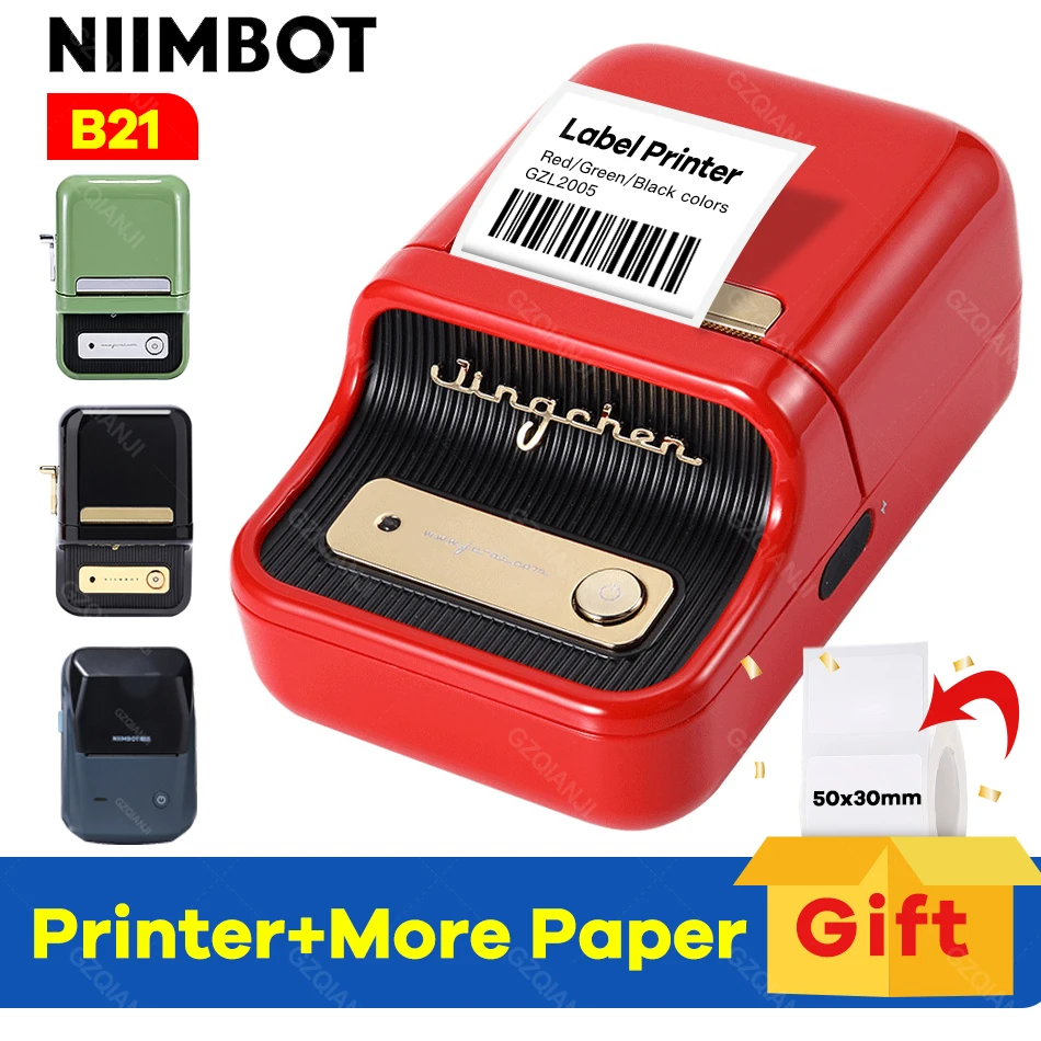 

Niimbot B21 B1 Wireless Thermal Label Printer Mini Portable Barcode Label Maker Moble Price Tag Sticker Machine 20 - 50mm Paper