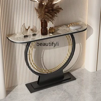gy light luxury stone plate console tables home decoration wall side view table simple strip entrance cabinet semicircle console