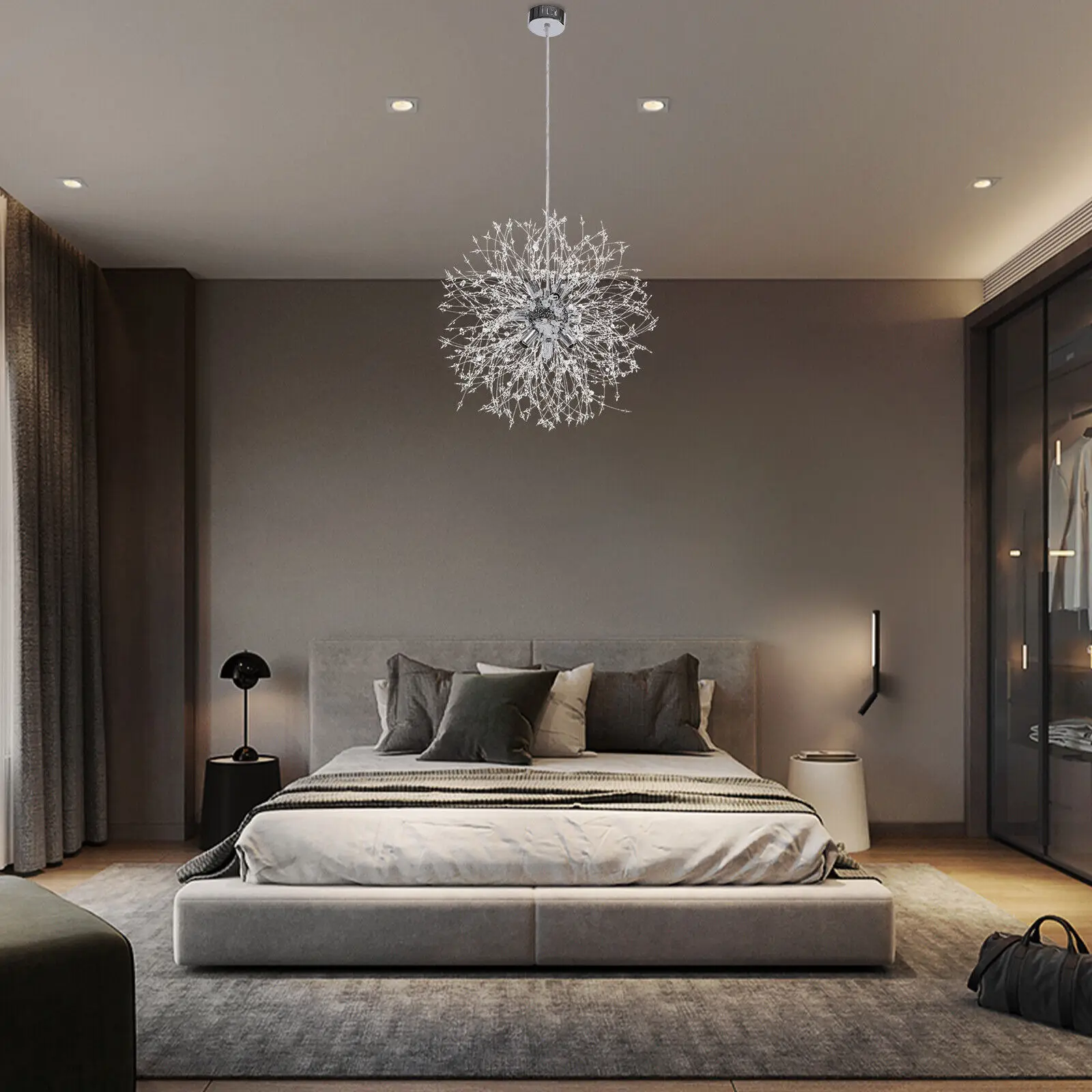 

Современная искусственная Подвесная лампа с кристаллами K9, искусственный фейерверк, потолок, декор для офиса, регулируемая цепочка