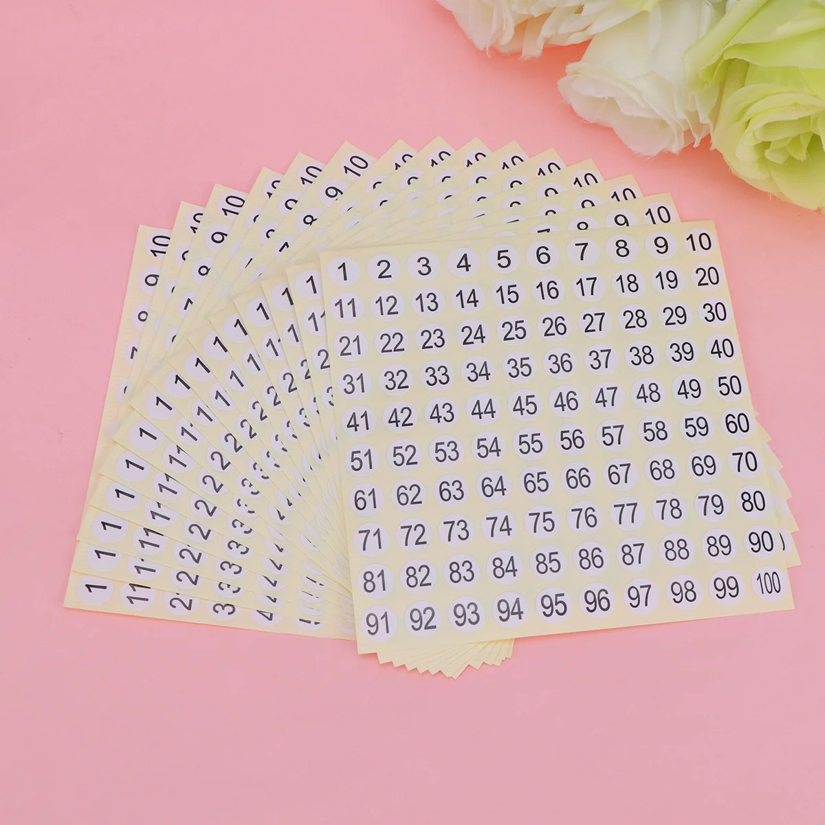 

20pcs 1-100 Number Stickers Sticker Sheets 1 to 100 Round Sticky Labels School Office Company Sticker DIY Consecutive