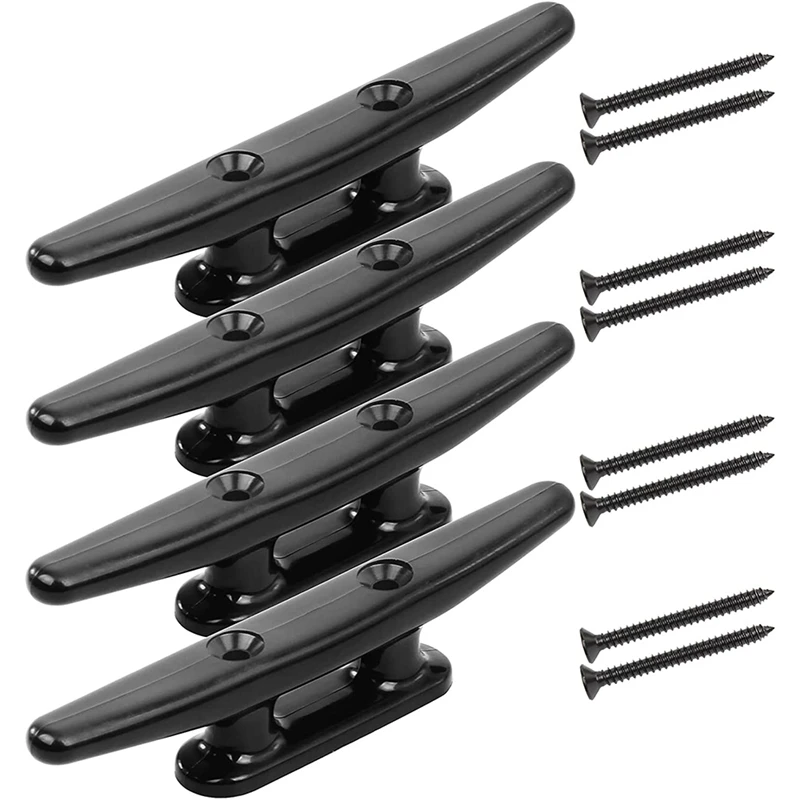 

Dock Cleats 6 Inch, High Impact Black Plastic Boat Dock Cleats, Boat Cleats, Rope Cleat W/Screws,Boat Accessories