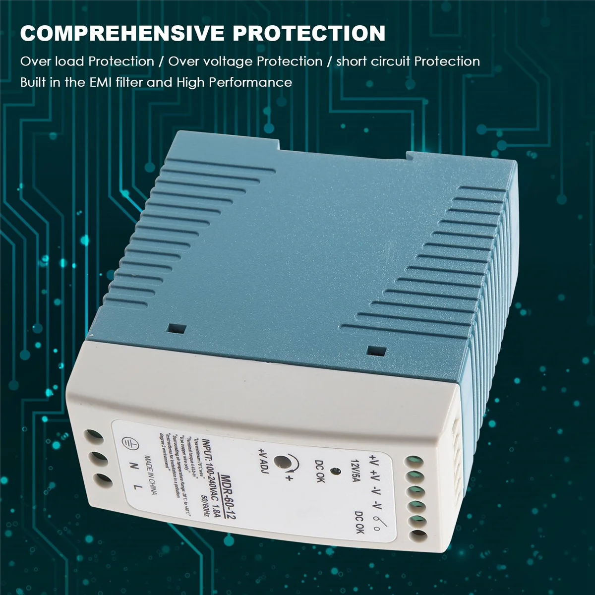 MDR-60 12 В 60 Вт источник питания на DIN-рейку ac-dc регулятор напряжения 110 220