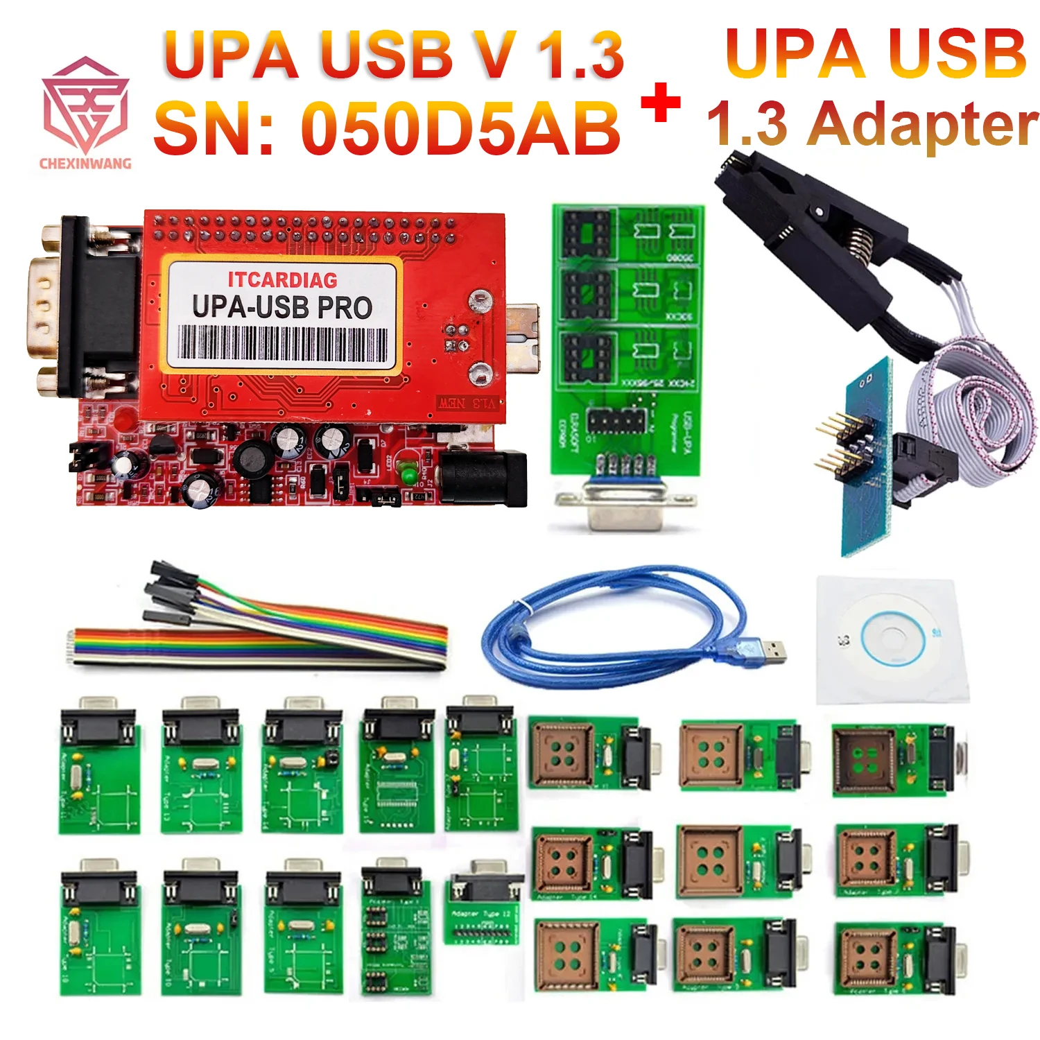 

SN:050D5A5B V1.3 UPA-USB Programmer with Eeprom Adapter SOP8 SOIC8 Clip for Windows 10 64Bit with NEC Functions ECU Chip Tunning