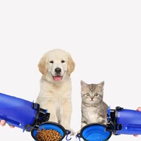 outdoor portable travel food water 2 in 1 pet feeder drinking bottle water bottle folding dog bowl outdoor accompanying cup
