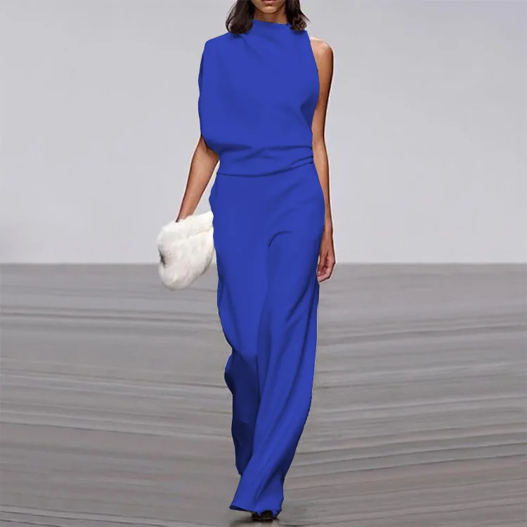 

Summer back open sleeveless straight pants red/green/black/blue/white jumpsuits for women 2022 one piece outfit casual clothes