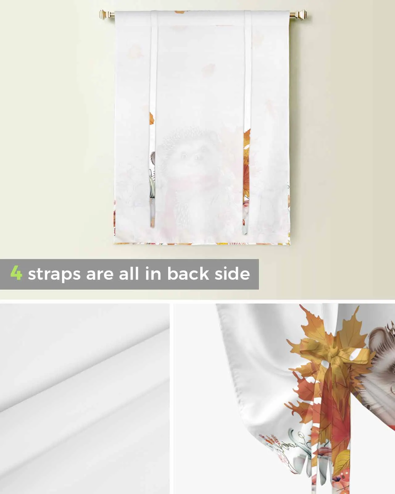 Шторы на окна с изображением тыквы ежика Листьев сосны День Благодарения для