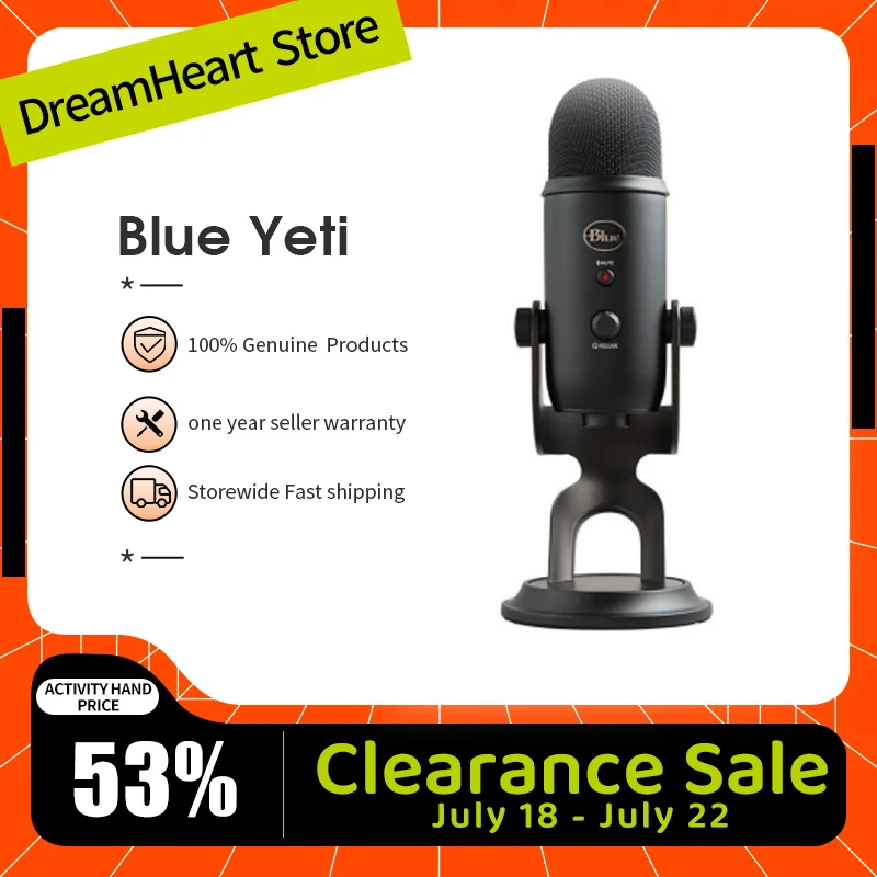 Простой набор USB-микрофонов Logitech Blue Yeti для записи и потоковой передачи 4 режима