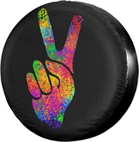 hippie two fingers symbols peace sign spare tire cover waterproof dust proof uv sun wheel tire cover fit fits most vehicles