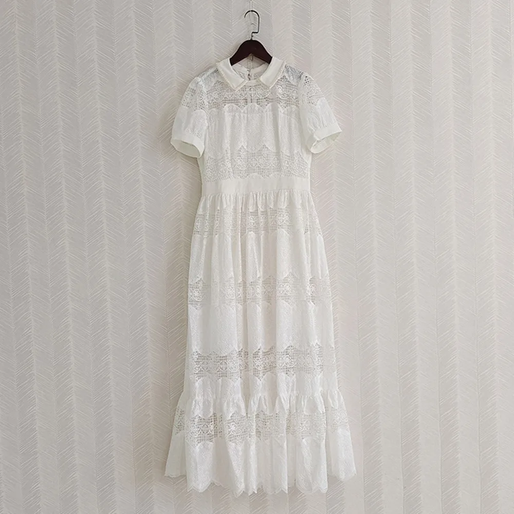 

2022 Summer France Style Women's High Quality Cotton Elegant White Dress F168