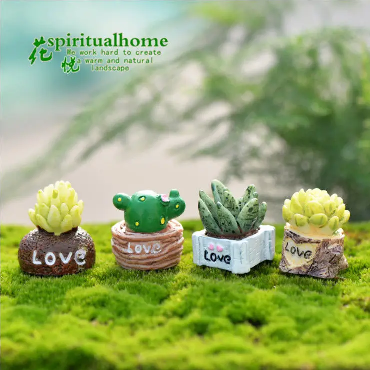 

Cactus Figurine Micro Landscape Home Decor Miniature Succulent plants Desktop Ornament Crafts Diy Resin Decoration Girls Gifts