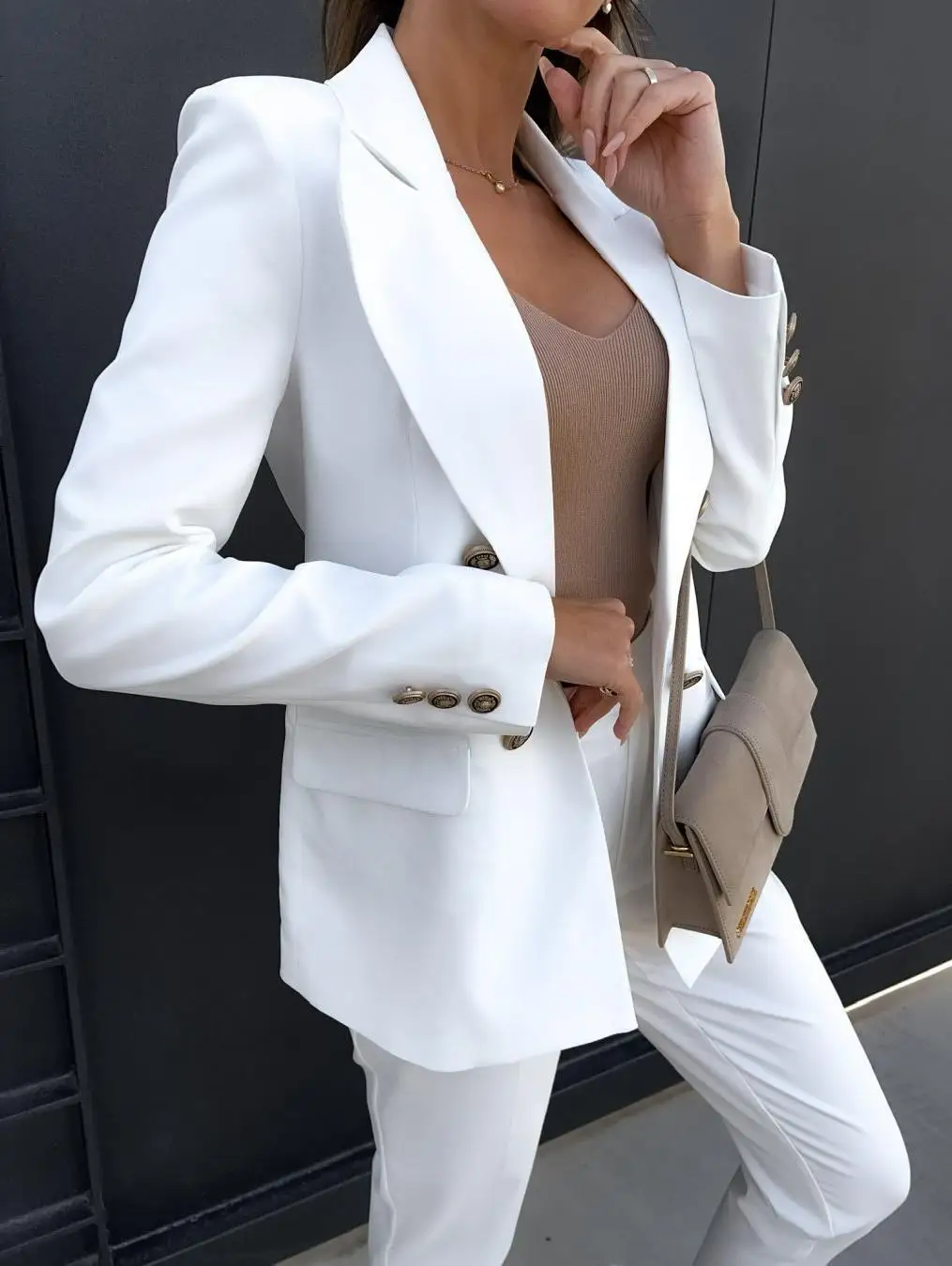 Blazers for Women 2023 New Autumn Slim Fit Double Breasted Fashion Coat Jacket Women Cropped Blazer