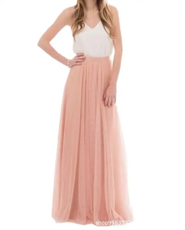 Women's skirts temperament of cultivate one's morality dress encryption pure color gauze skirt bridesmaid dresses long A word