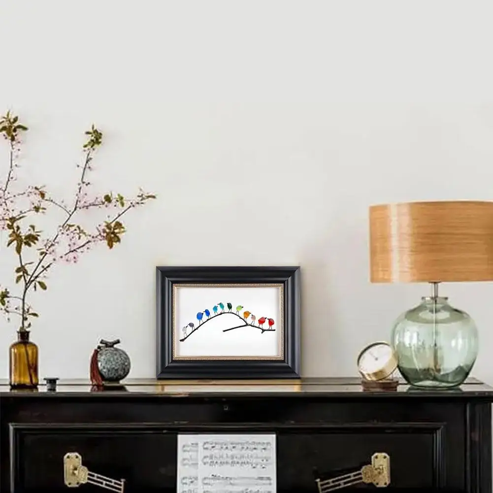 

Collectible Sea Glass Rainbow Bird Ornament Window Hanging Sculpture Figurine Photo Bird Animal Frame Statue Wood Glass A2L1