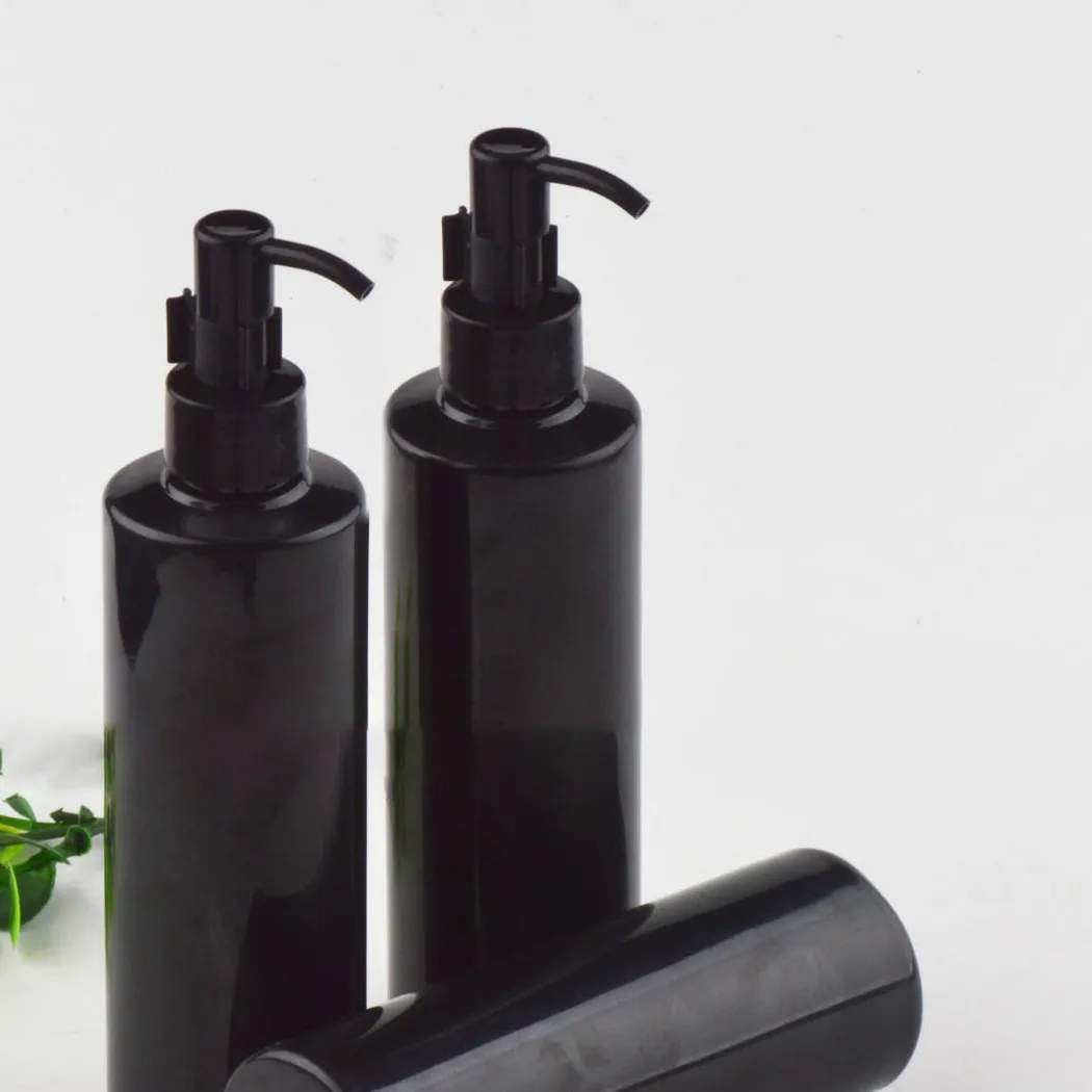

High Quality Hot New Practical Pump Bottle PET Plastic Press Refillable Shampoo 3PCS Black Dispenser For Bathroom