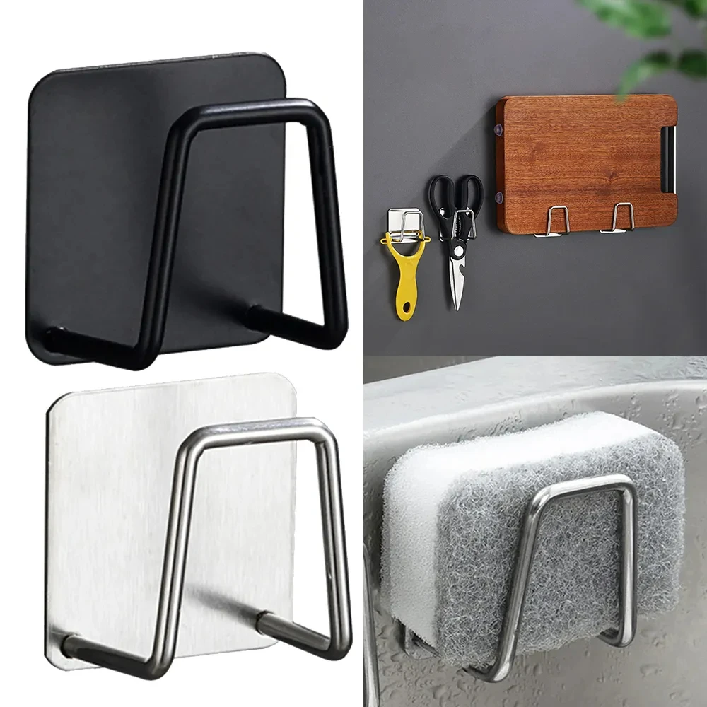 

Stainless Steel Sponges Holder Sink Sponge Drain Rack Kitchen Organizer Self Adhesive Hook Storage Shelf Bathroom Accessories