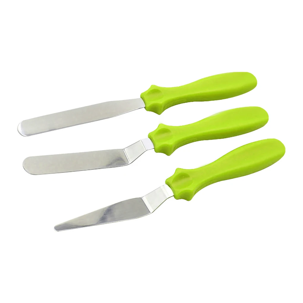 

Hot! 3PCS Stainless Steel Cake Icing Spatula Cake Smoother Scraper Cream Knife Baking Tool