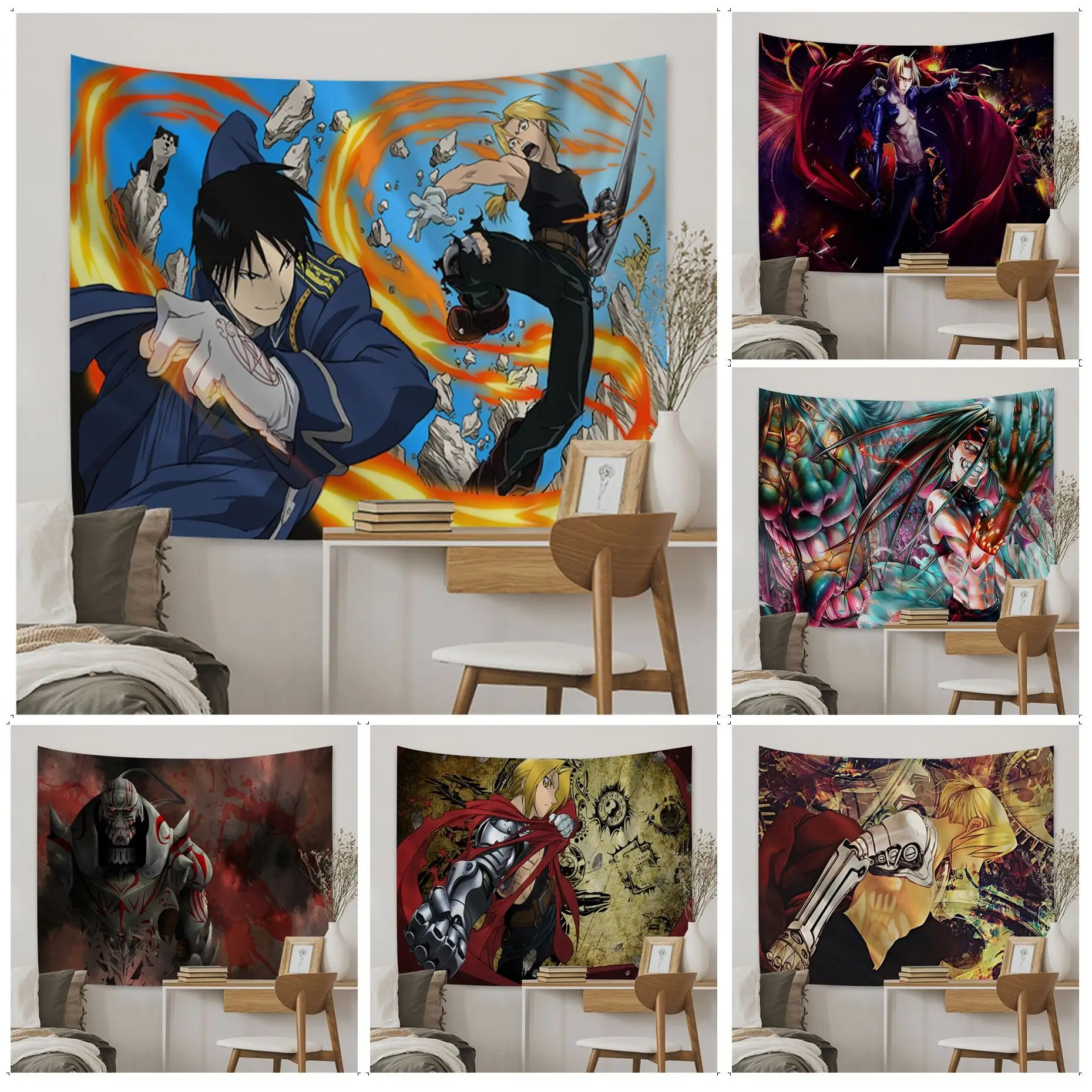 

Fullmetal Alchemist Colorful Tapestry Wall Hanging Bohemian Wall Tapestries Mandala Japanese Tapestry