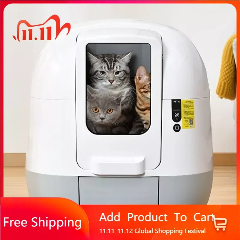 

Automatic Self Cleaning Cat Bedpan Sandbox Leak Proof Intelligence Big Cat Bedpan Toilet Enclosed Arenero Gatos Sand Box QF50CB
