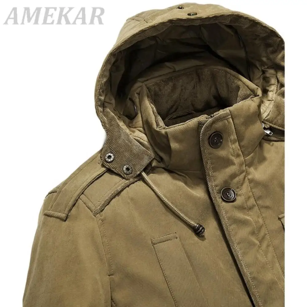 2022 Parker Coat Casual Classic Winter Jacket Men's Windproof Warm Hooded Coat Fashion Outer Coat Men's Plush Thickening Warmth