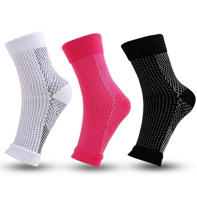 

3PCS Solid Color Dot Sports Anti Fatigue Compression Foot Sleeve Unisex Wrist Guard Compression Socks Varicose Socks