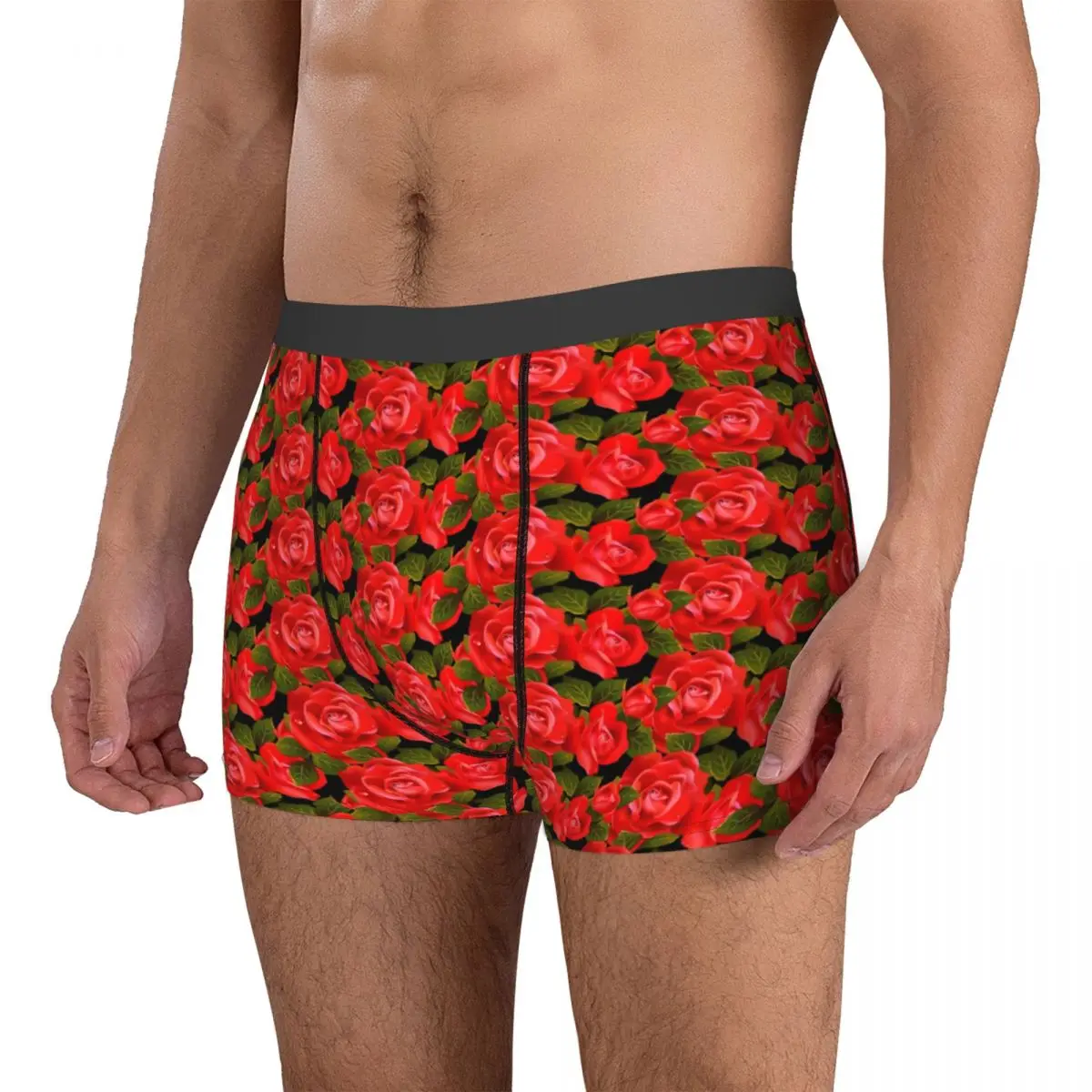 

Нижнее белье Red Rose с цветочным принтом, мужские трусы, мягкие шорты, трусы, подарок