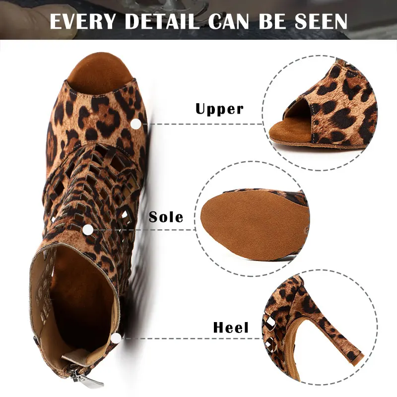 SWDZM Women Dancing Shoes Ladies Latin Dance Shoes Ballroom Dance Boots High Heels Salsa Party Shoes Latin Dancing Boots