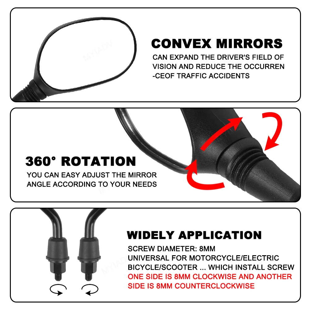 Боковое зеркало заднего вида для мотоцикла M10/M8 электромобиля скутера
