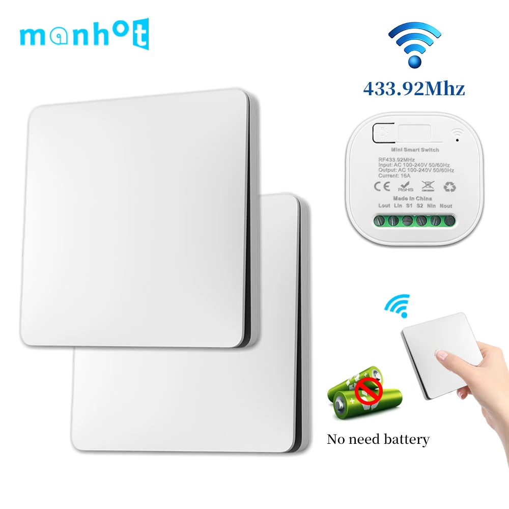 Умный беспроводной настенный переключатель с автономным питанием без батареи