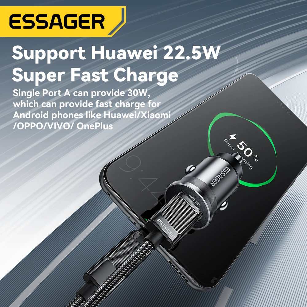Фото Автомобильное зарядное устройство Essager 45 Вт PD QC 3.0 PPS USB Type C Быстрая зарядка для iPhone 16 15 14 13 Samsung Xiaomi Huawei Зарядное устройство для мобильного телефона №4