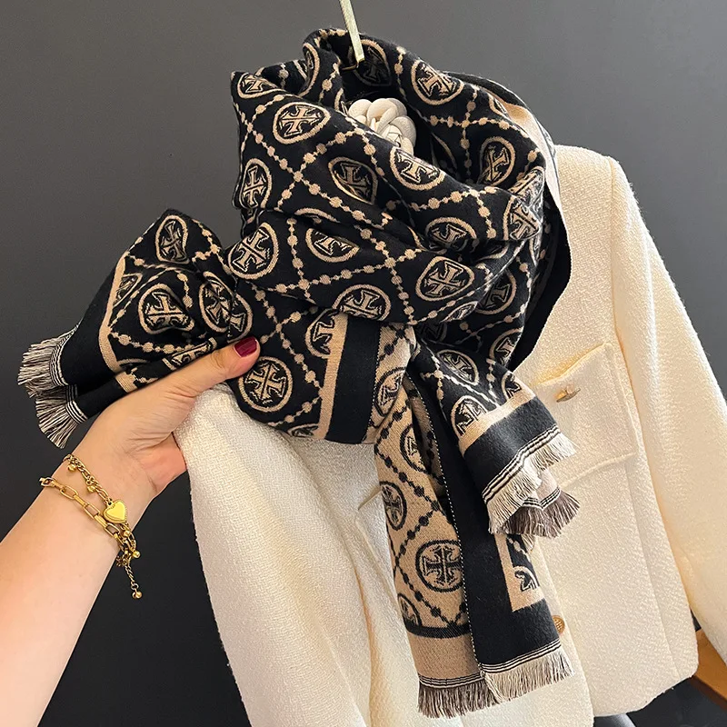 Новый дизайн роскошный теплый кашемировый шарф для женщин зимние дизайнерские
