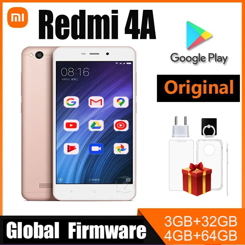Googleplay Xiaomi Redmi 4A сотовый телефон Snapdragon 425 случайный цвет 13.0MP задняя камера Гибридный Dual SIM