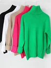 2022 осенне-зимний зеленый пуловер с высоким воротником, свитер для женщин высокого качества размера плюс, вязаные свитера, джемперы, мягкий белый свитер