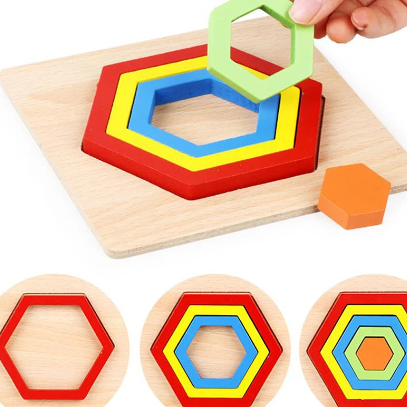 

Shape Cognition Board Children's Jigsaw Puzzle Wooden Toys Kids Educational Toy Baby Montessori Learning Match Bricks Toys