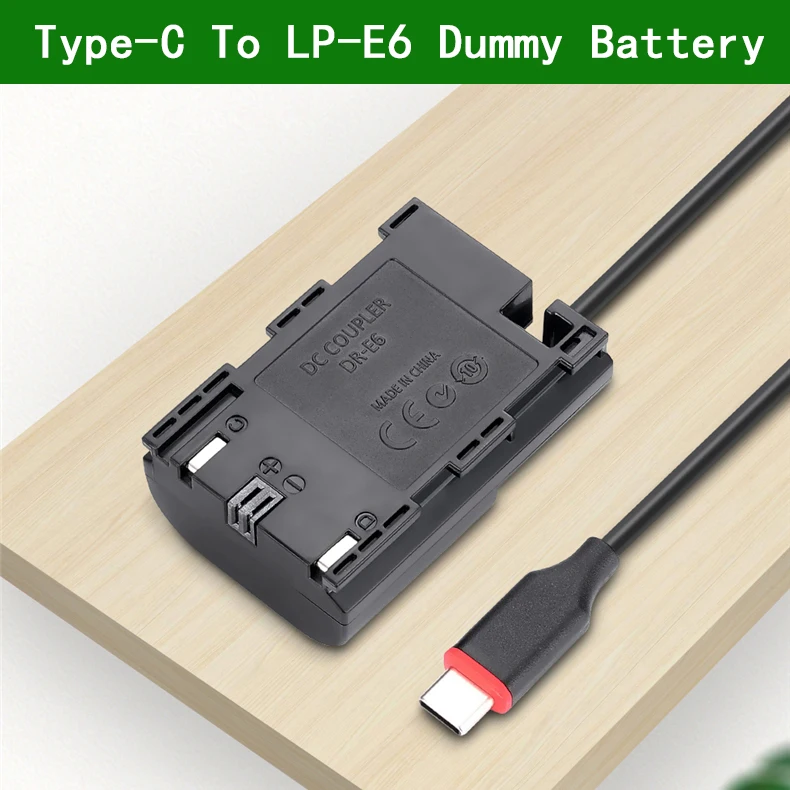 Type-c LP E6 E6N ACK-E6 DR-E6 Dummy Battery&DC Power Bank USB Cable for Canon EOS 6D 7D 60D 70D 80D 90D R R5 R6 5DS 5D Mark II